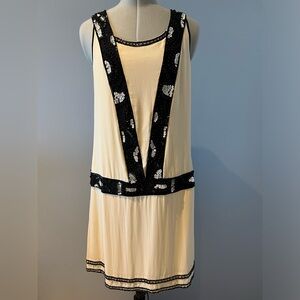 Alannah Hill Ivory Silk Beaded Sequin Dress NWT Size 12 Art Deco